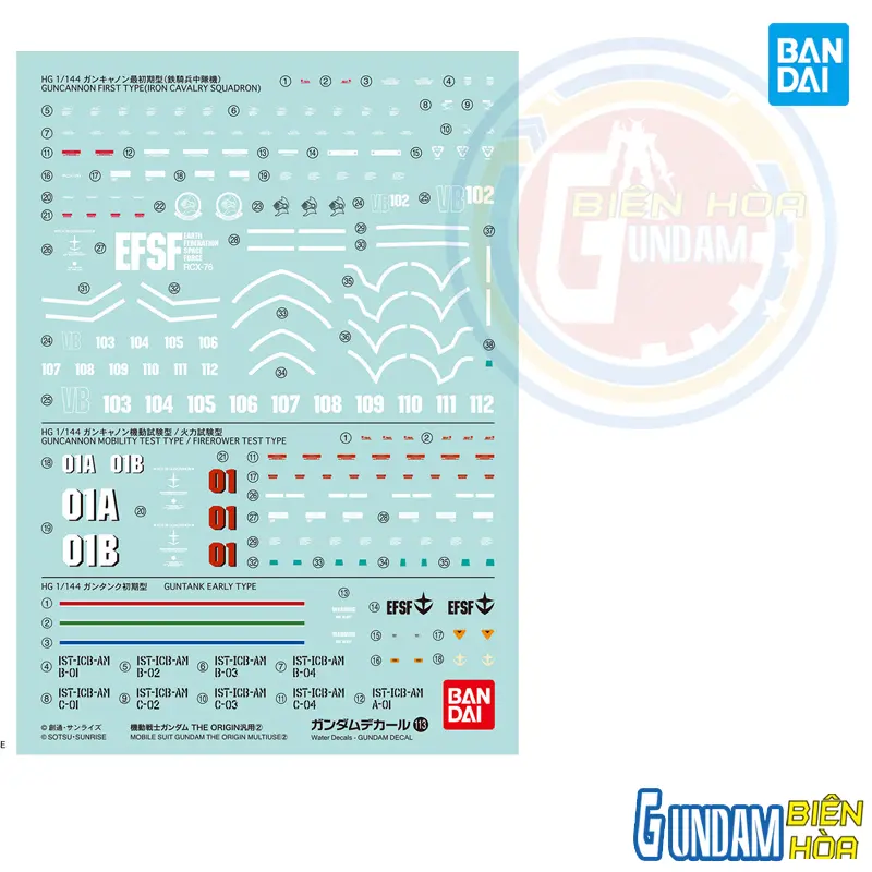 Phụ kiện mô hình GUNDAM DECAL 113 MOBILE SUIT GUNDAM THE ORIGIN MULTIUSE ②