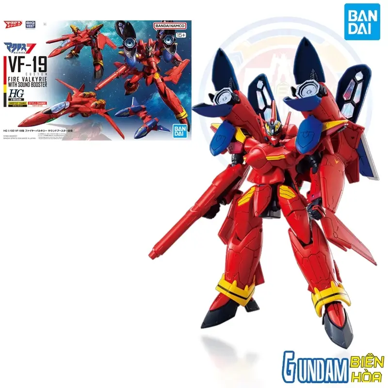 Mô hình lắp ráp HG 1/100 VF-19 CUSTOM FIRE VALKYRIE WITH SOUND BOOSTER