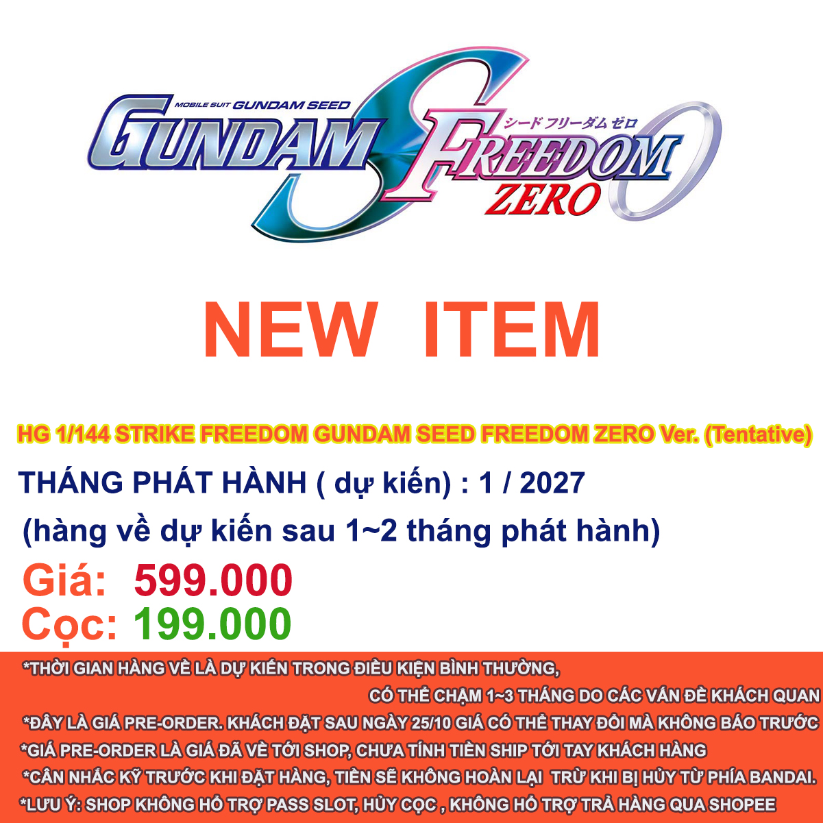 Mô hình lắp ráp HG 1/144 STRIKE FREEDOM GUNDAM SEED FREEDOM ZERO Ver. (Tentative)